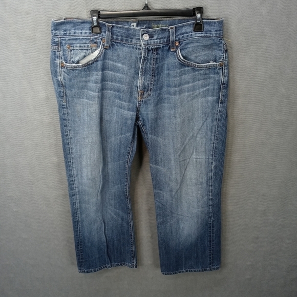 7 for all mankind men's bootcut blue jeans sz 36x29. Rise 10". 293 8pm - Picture 1 of 9